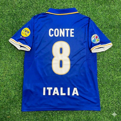 Italy EURO 1996 Antonio Conte #8 Blue Retro Soccer Football Jersey Kit Shirt