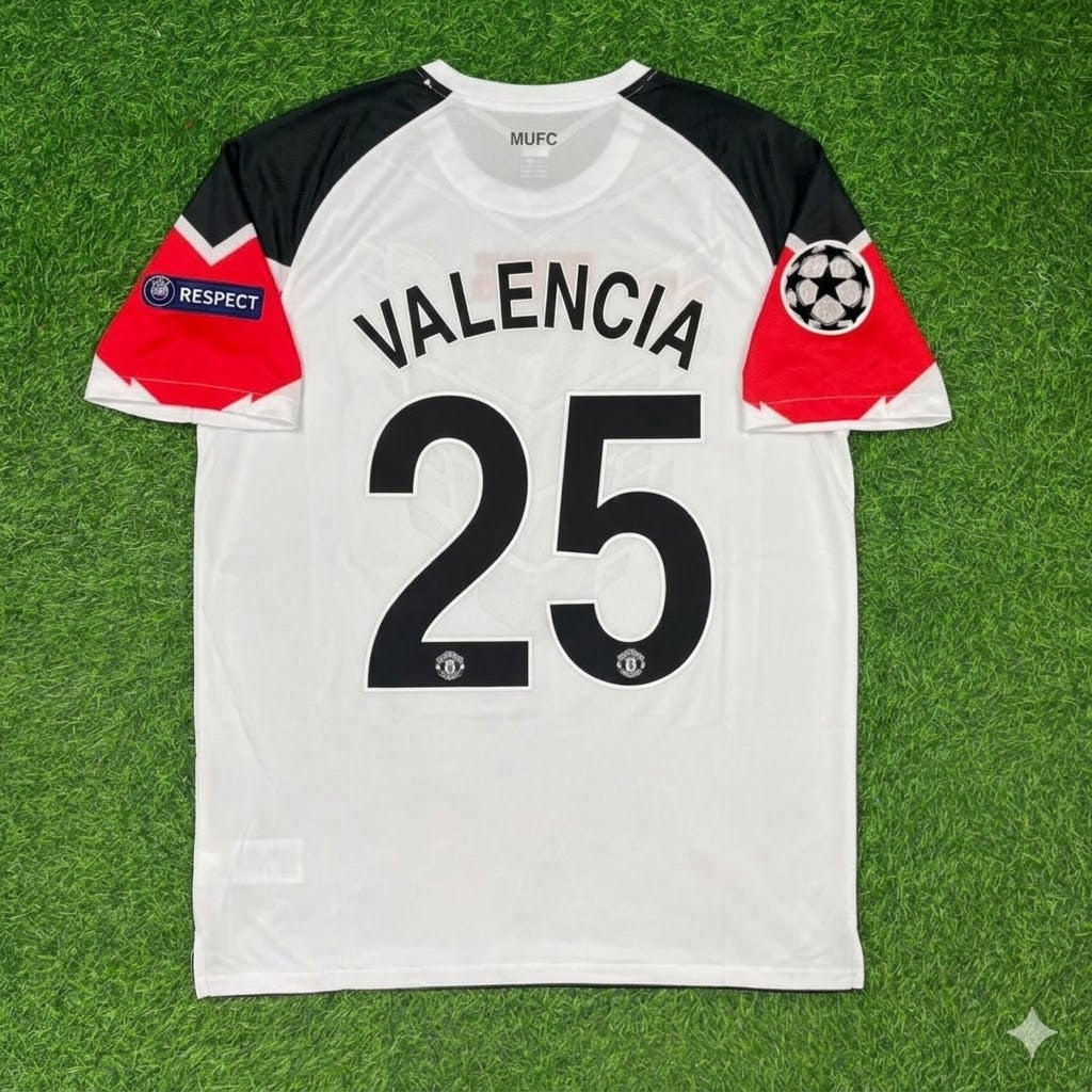 Antonio Valencia #25 Manchester United 2011 Champions League Final White Football Jersey Kit