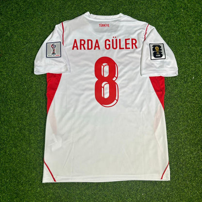 Turkey Türkiye World Cup 2026 Arda Güler #8 Away White Kids Football Jersey