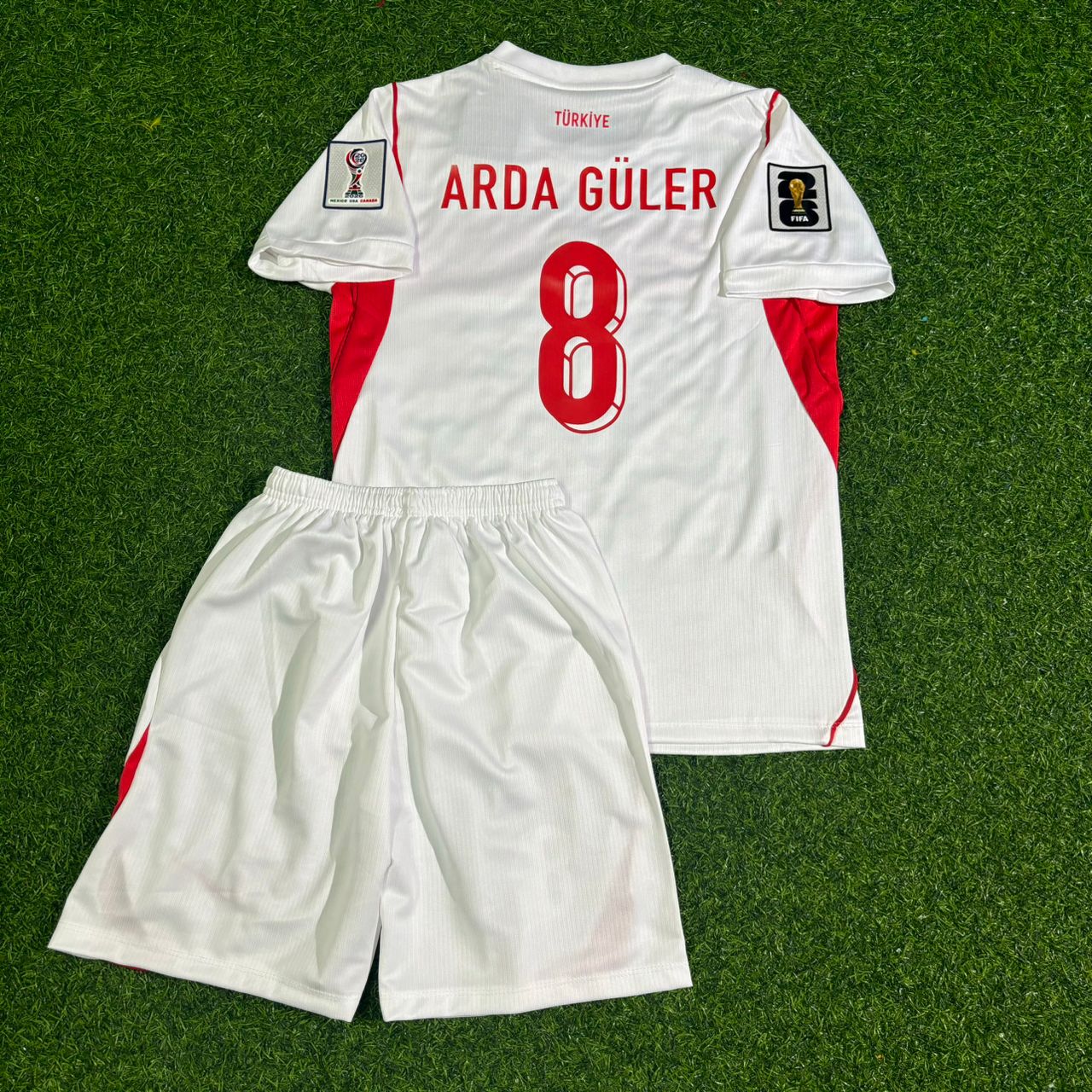 Turkey Türkiye World Cup 2026 Arda Güler #8 Away White Kids Football Jersey