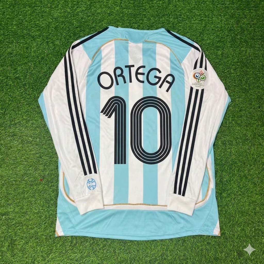Argentina World Cup 2006 Ariel Ortega #10 Retro Long Sleeve Football Jersey