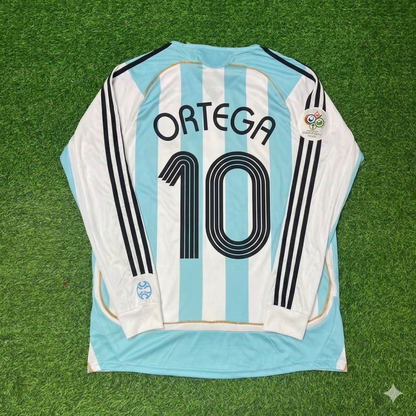 Argentina World Cup 2006 Ariel Ortega #10 Retro Long Sleeve Football Jersey