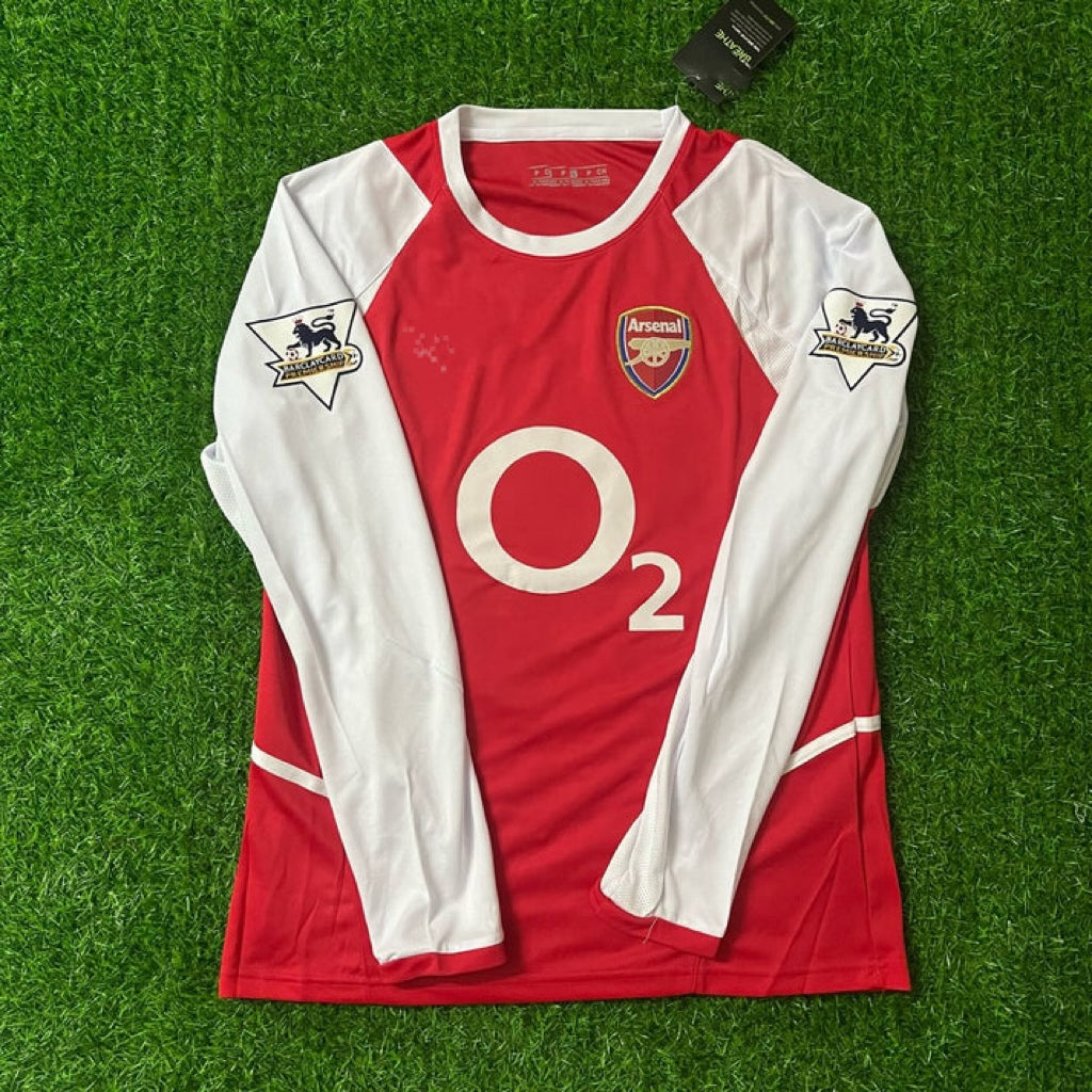 Arsenal Home o2 2002 Retro Long Sleeve Football Jersey Kit