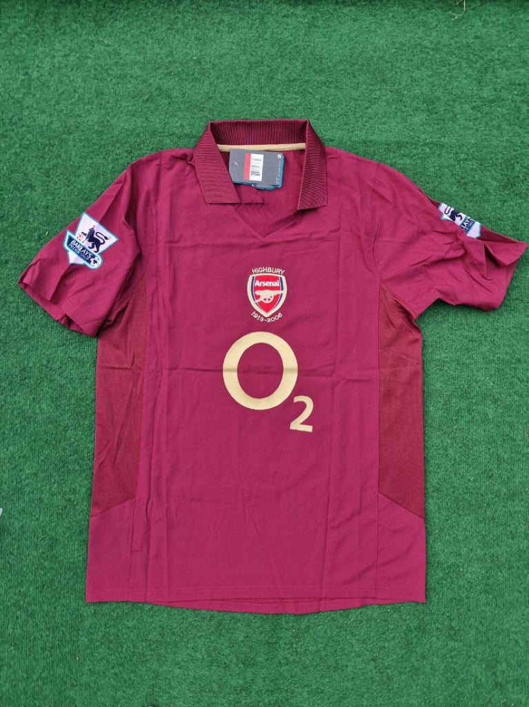 Arsenal 2006 Highbury Burguny Premier League Patch Retro Football Jersey Kit