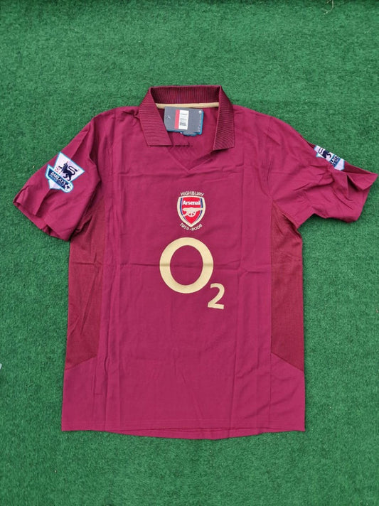 Arsenal 2006 Highbury Burguny Premier League Patch Retro Football Jersey Kit