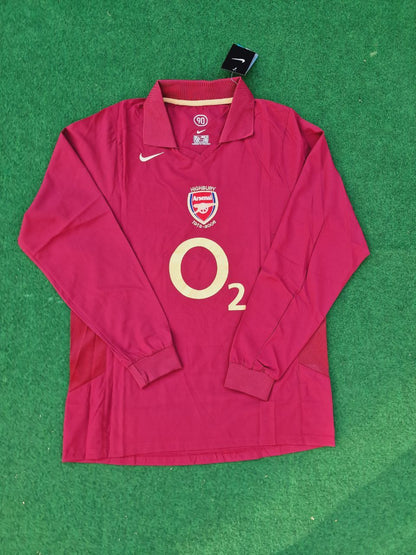 Arsenal Retro 2005 Burgundy Long Sleeve Football Jersey Kit