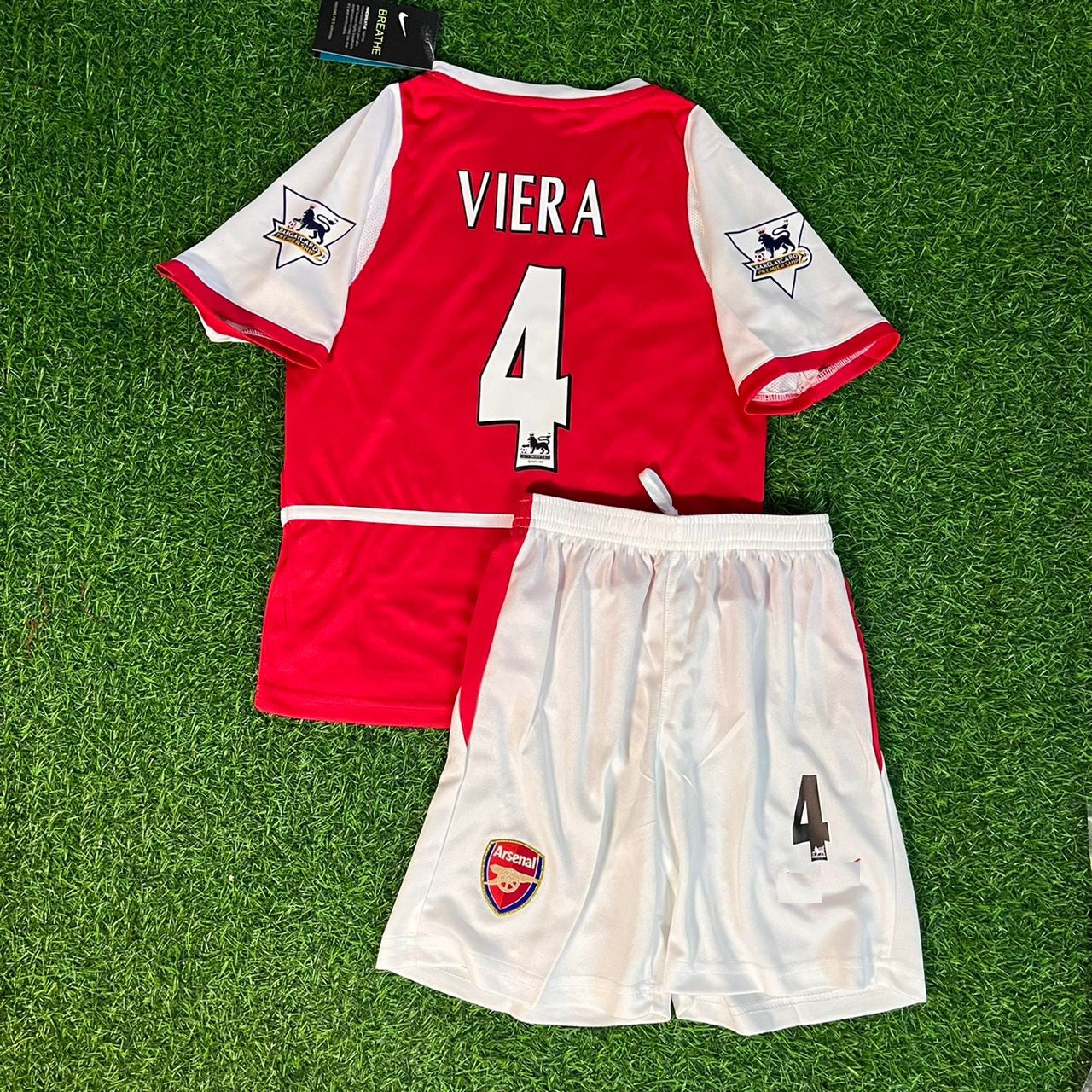 Patrick Viera 4 Arsenal 2002/04 Home Kids Kit Football Jersey Kit for Children