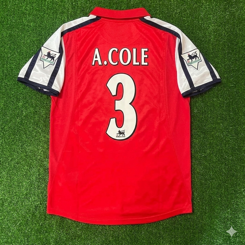 Ashley Cole #3 Arsenal 1999-2002 Red White Retro Football Jersey