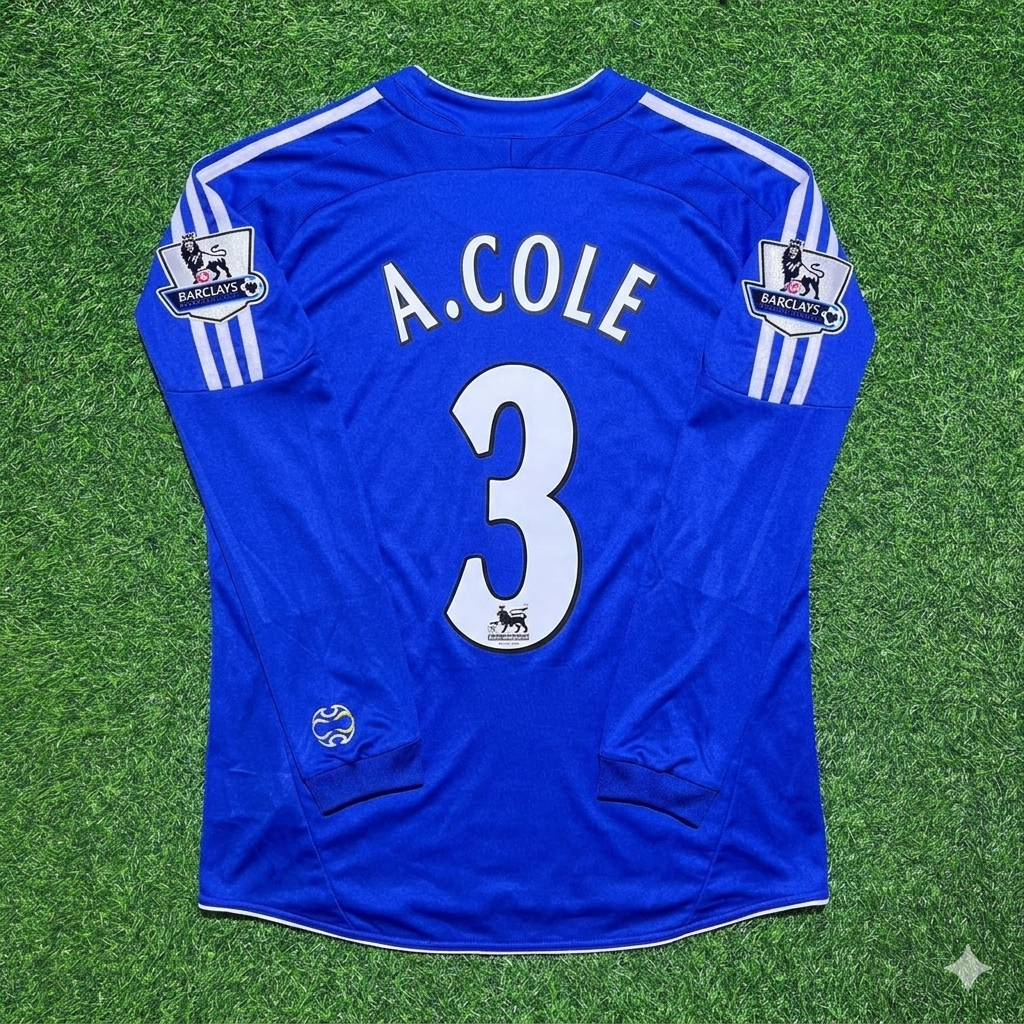 Ashley Cole #3 Chelsea 2006-2008 Long Sleeve EPL Patch Football Jersey Kit