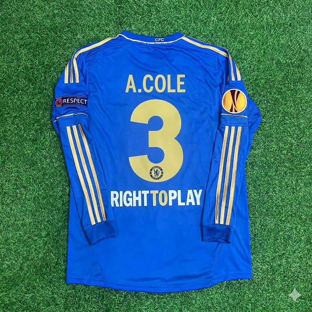 Ashley Cole 3-Chelsea 2013 Europe League Final Amsterdam Blue Retro Football Jersey