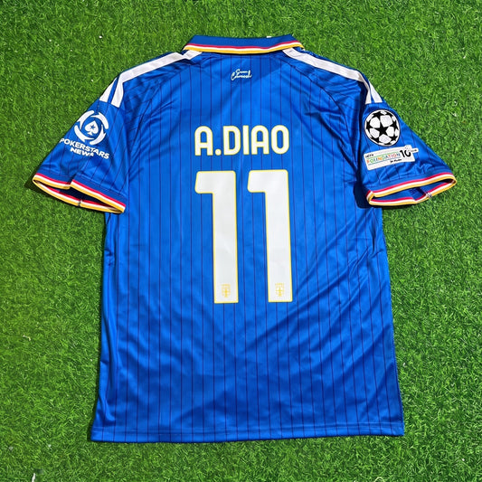 Assane Diao #11 Como 2027 Home Blue Champions League Patch Football Jersey