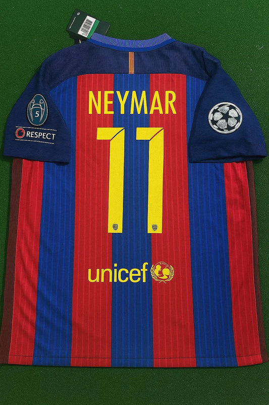 – Neymar Jr. Barcelona 2016/17 Home Retro Jersey Trikot Maillot Soccer Kit