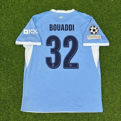 Ayyoub Bouaddi #32 Manchester City 2026-27 Home Champions League Patch Football Jersey