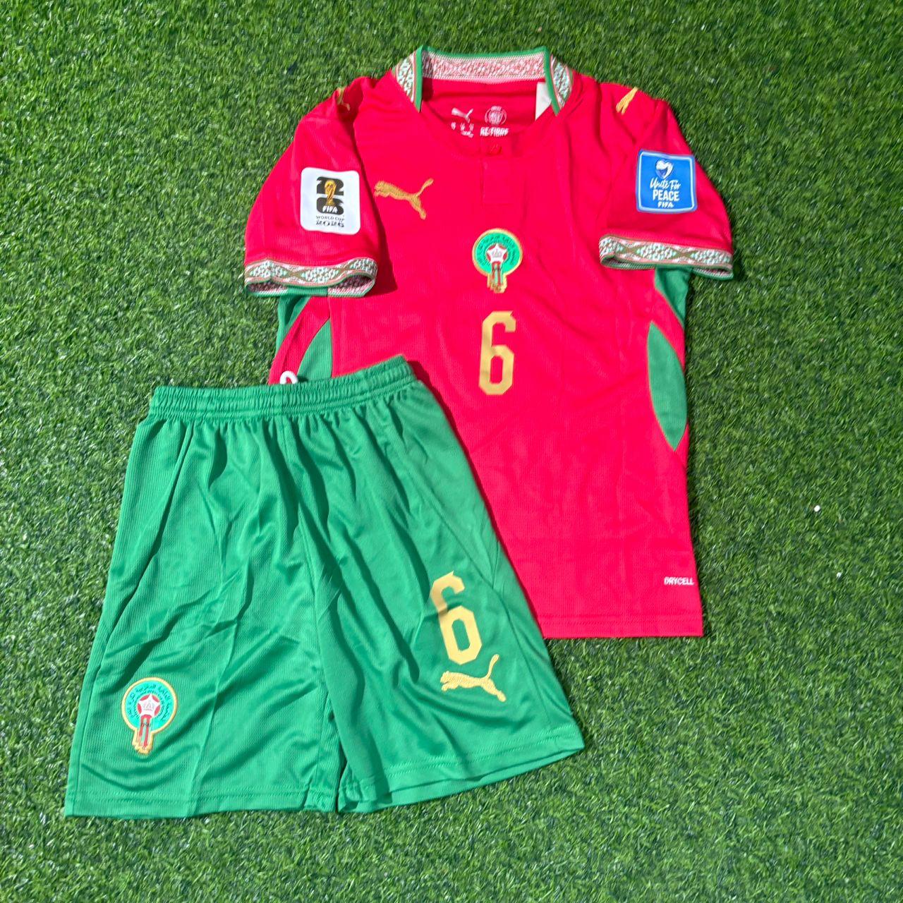 Ayyoub Bouaddi Morocco 2026 World Cup Kids Home Red Football Jersey