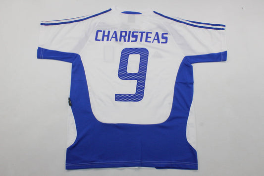 Greece Angelos Charisteas EURO 2004 Final White Retro Home Kit Jersey Soccer Kit
