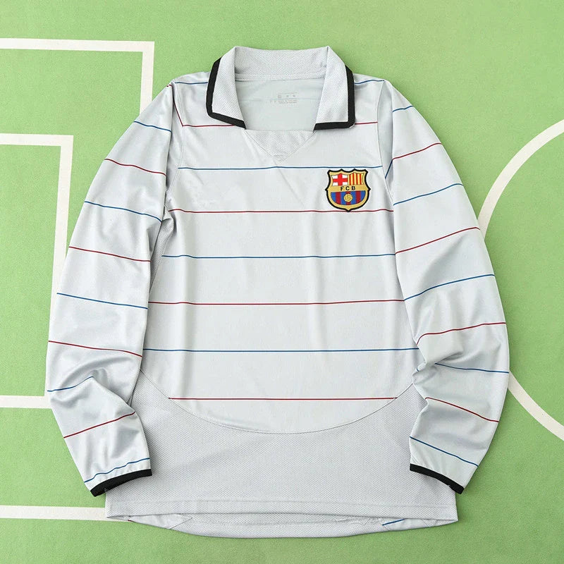 03/04 FC Barcelona Season Grey Away Retro Jersey Trikot Soccer Kit