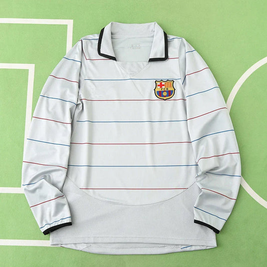 03/04 FC Barcelona Season Grey Away Retro Jersey Trikot Soccer Kit