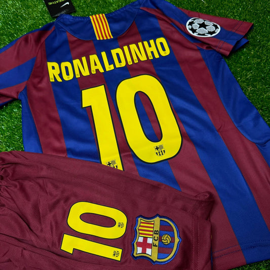 Ronaldinho Barcelona 05/06 Home Kids Kit – Kit Jersey for Children – | KinderTrikot | Maillot Enfant

