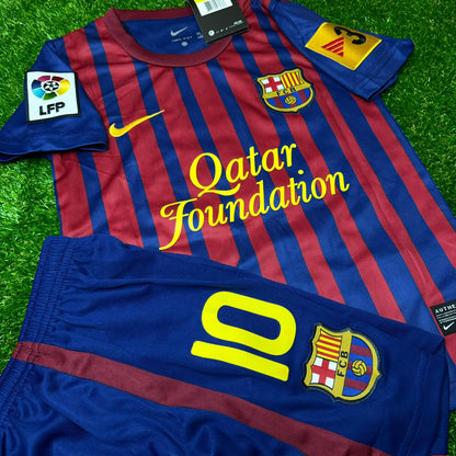 Lionel Messi Barcelona 11/12 Home Kids Kit Football Jersey Kit for Children
