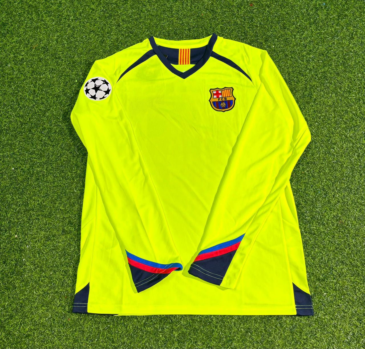Barcelona 2005-2006 Yellow Green Retro Long Sleeve Football Jersey Kit