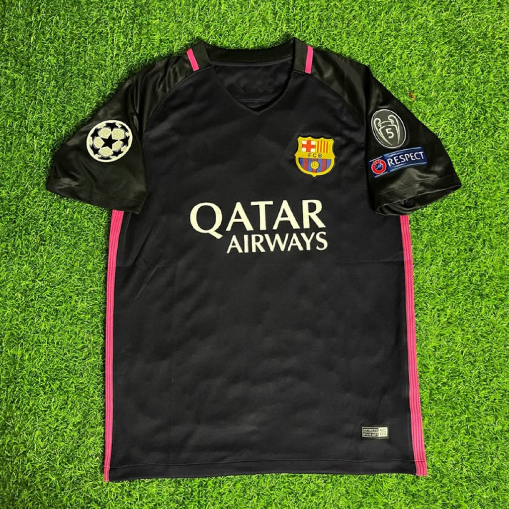Barcelona 2014/15 Retro Black Pink Football Jersey