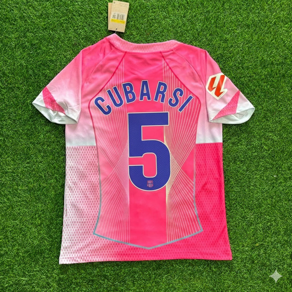 Pau Cubarsi Barcelona Home Pink 2026 Football Jersey