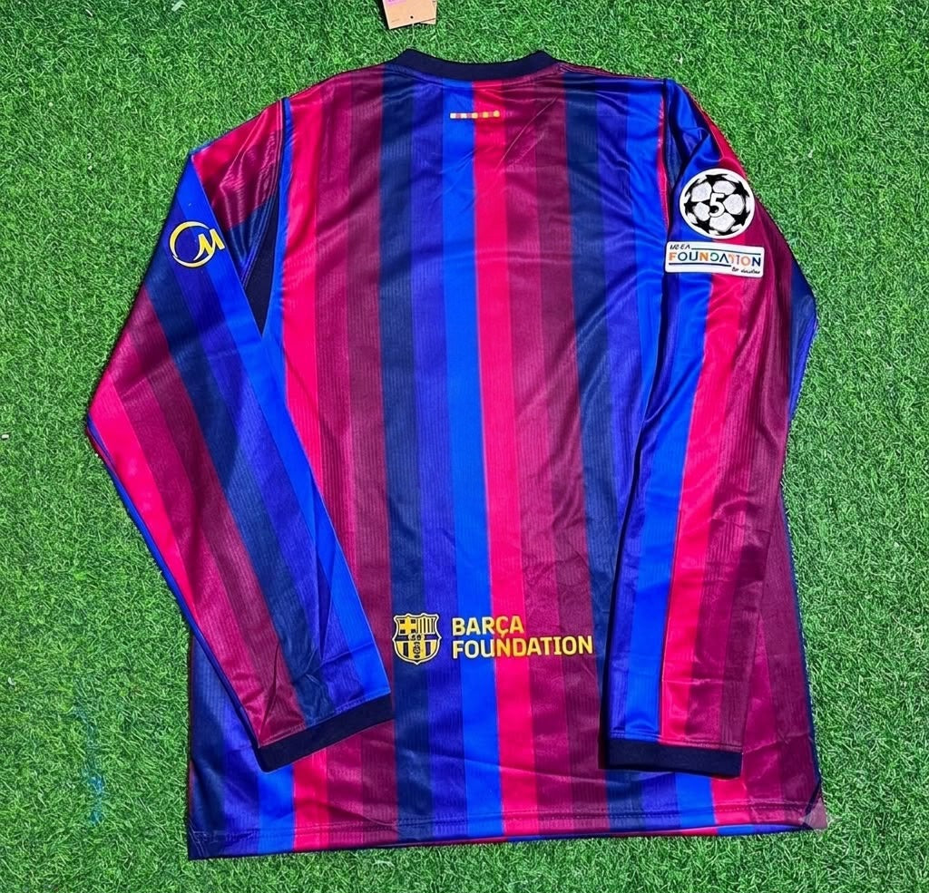 Barcelona 2027 Champions League Patch Home Long Sleeve Football Jersey
