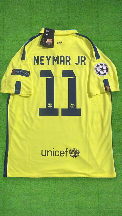 Barcelona Neymar Jr 14/15 Retro Yellow Football Jersey Soccer Shirt