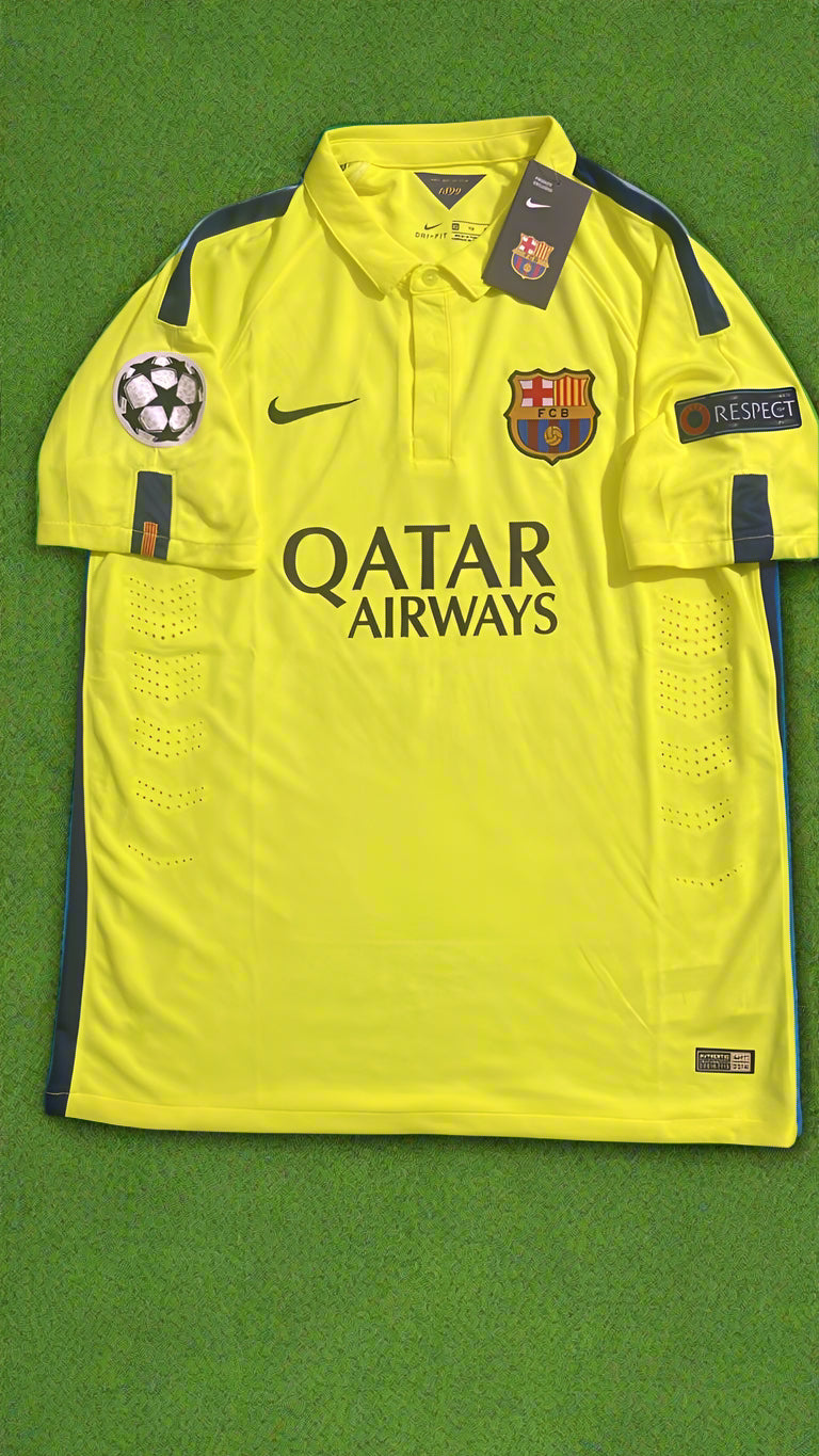 Barcelona Luis Suarez 14/15 Retro Yellow Jersey Maillot Trikot Maglia Soccer Kit