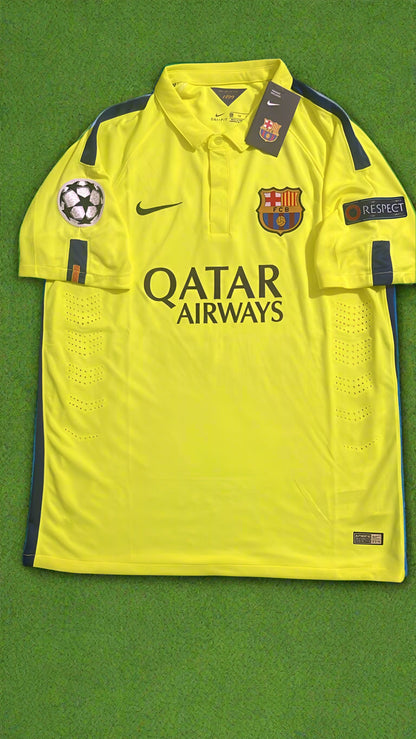 Barcelona Neymar Jr 14/15 Retro Yellow Football Jersey Soccer Shirt
