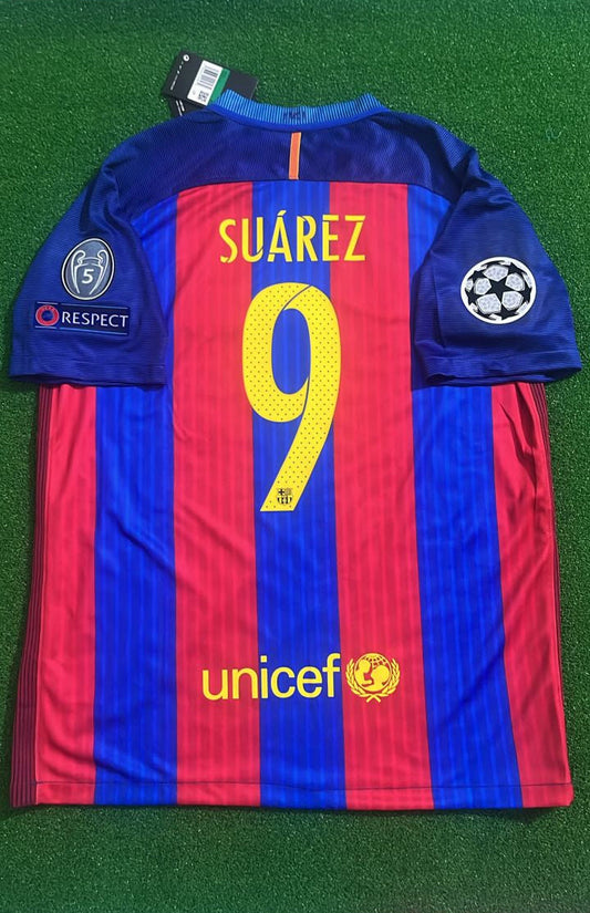 – Luis Suarez FC Barcelona 2016/17 Home Retro Jersey Trikot Maillot Soccer Kit