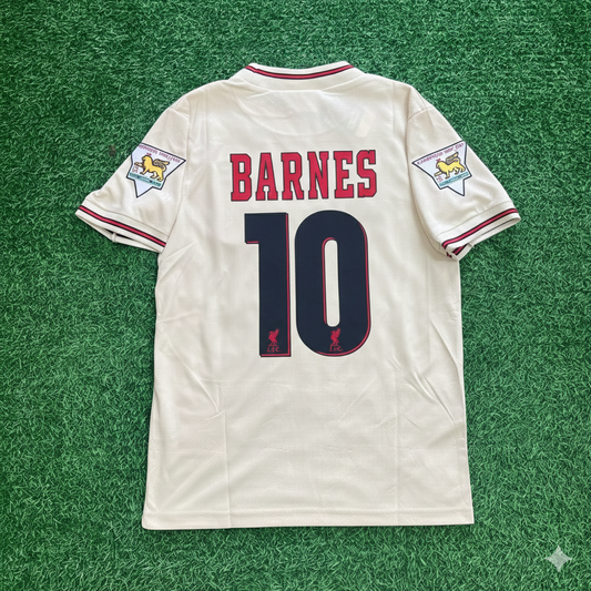 John Barnes Liverpool 1996 1997 Retro Away White Retro Football Jersey