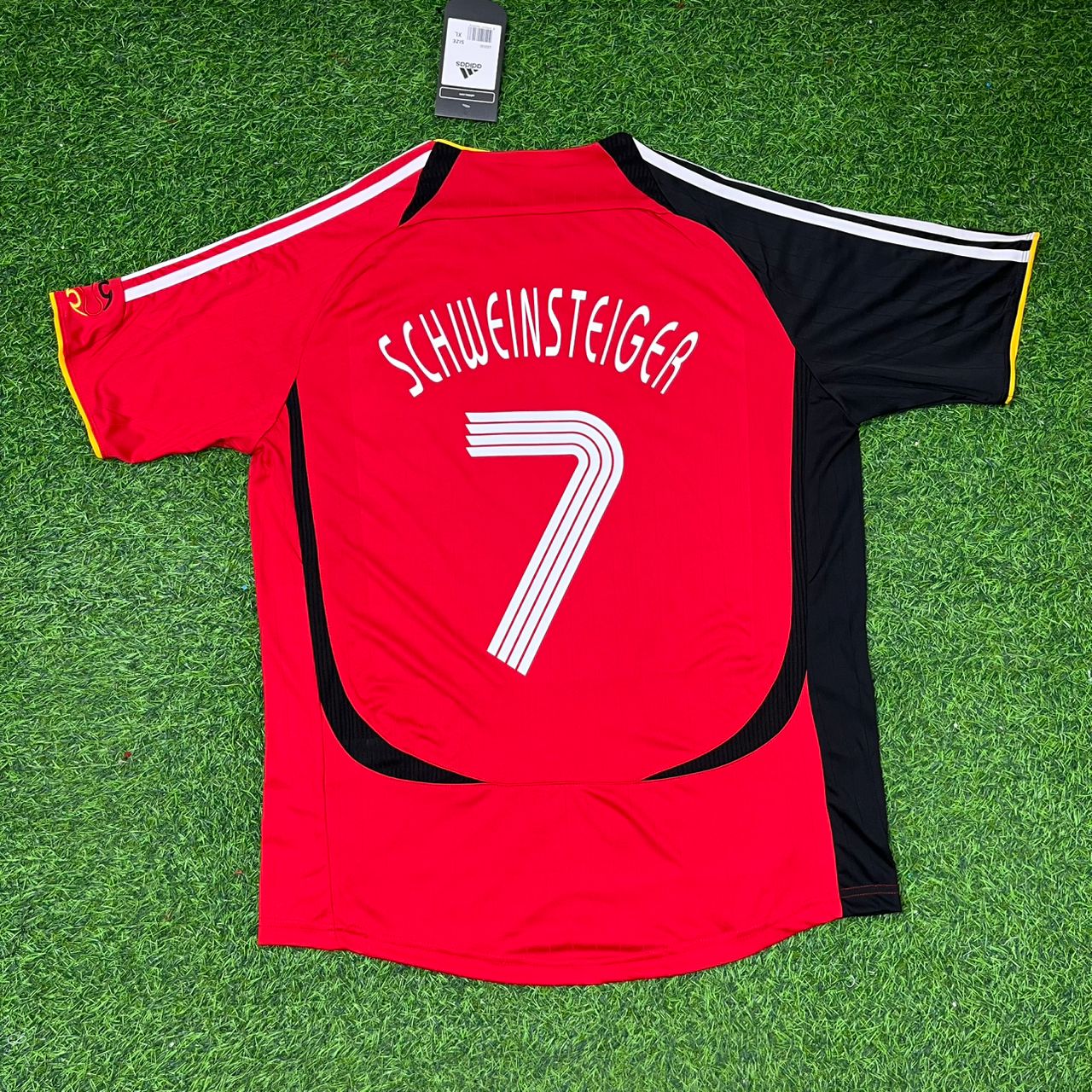 Germany World Cup 2006 Bastian Schweinsteiger Away Red Black Retro Football Jersey