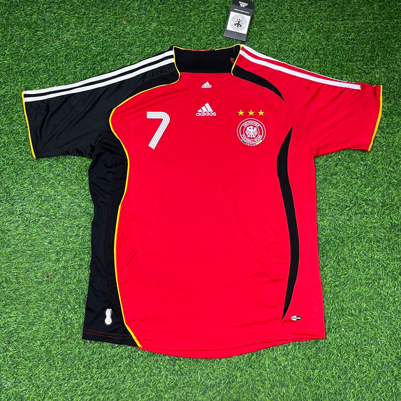 Germany World Cup 2006 Bastian Schweinsteiger Away Red Black Retro Football Jersey