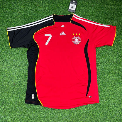Germany World Cup 2006 Bastian Schweinsteiger Away Red Black Retro Football Jersey