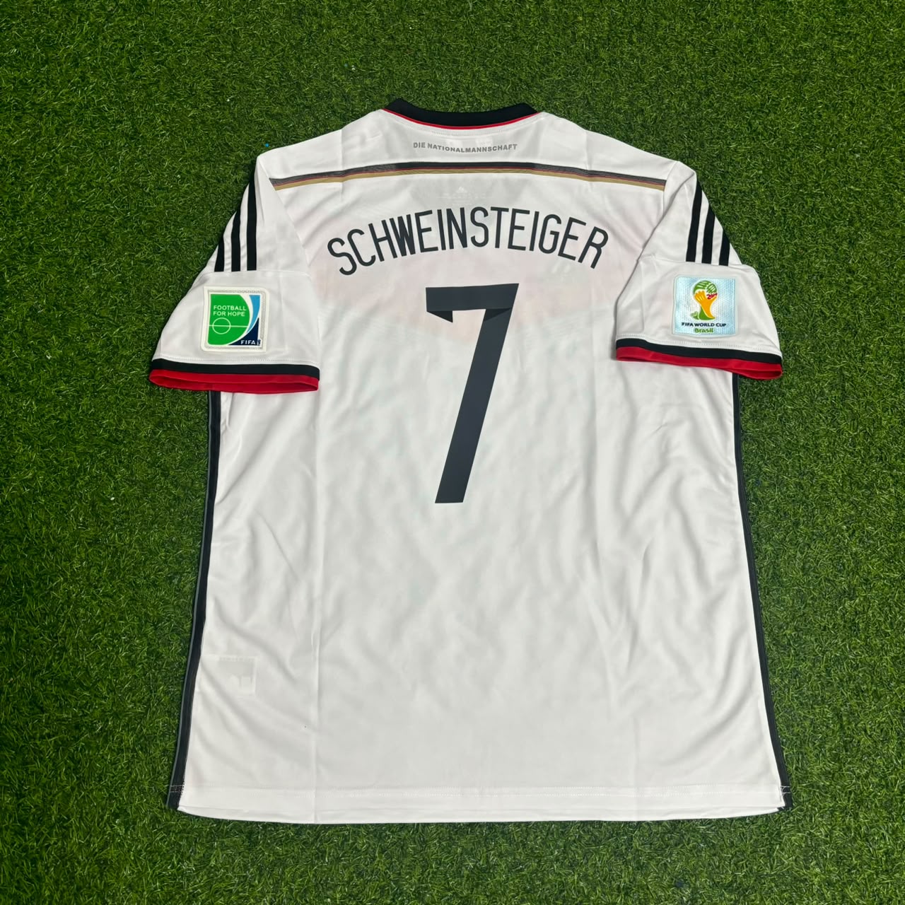 Germany World Cup 2014 Bastian Schweinsteiger - Deutschland White Retro Football Jersey Kit