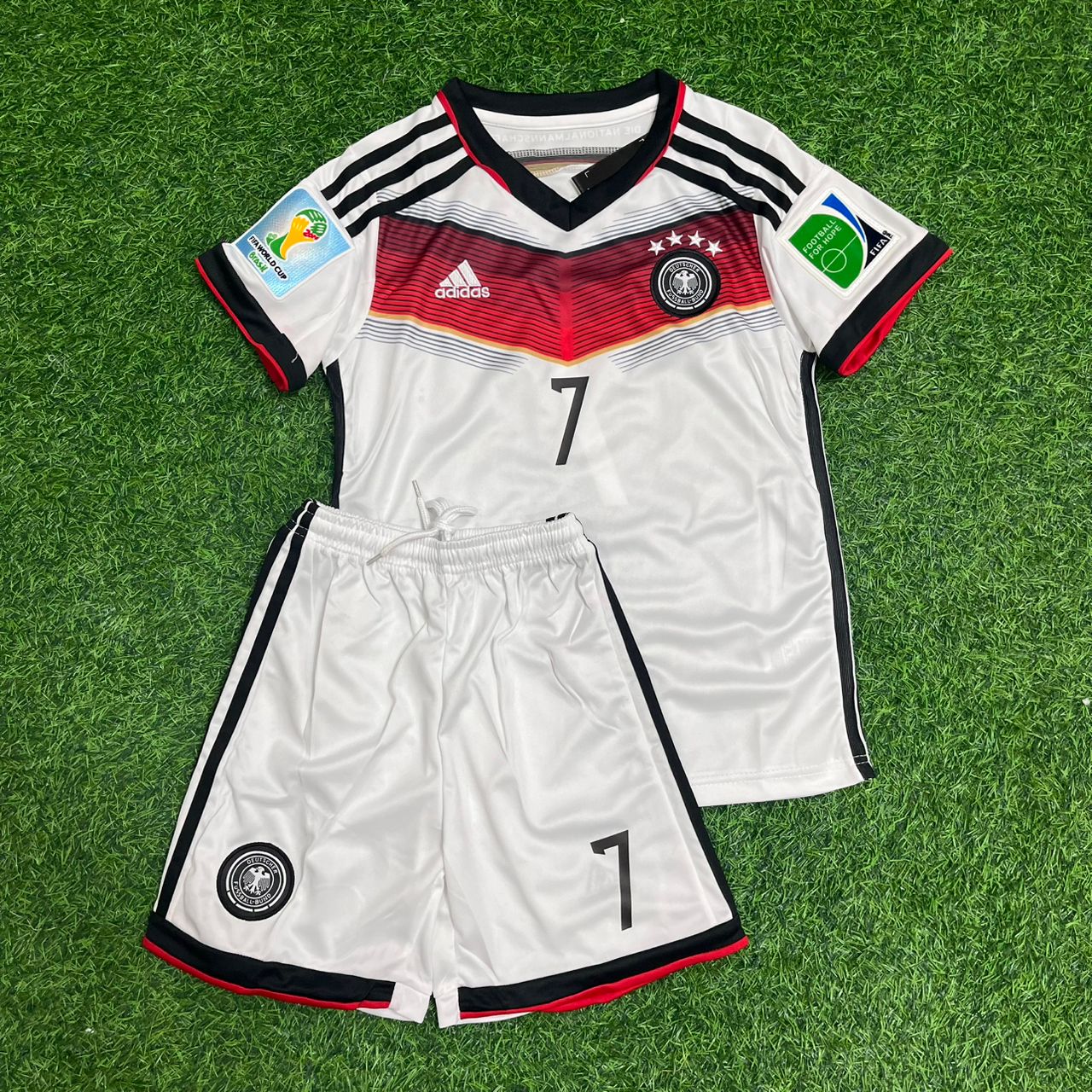 Germany World Cup 2014 Bastian Schweinsteiger White Retro Kids Football Jersey Kit