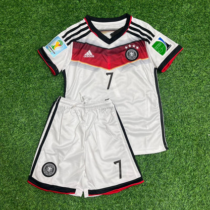 Germany World Cup 2014 Bastian Schweinsteiger White Retro Kids Football Jersey Kit