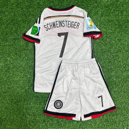 Germany World Cup 2014 Bastian Schweinsteiger White Retro Kids Football Jersey Kit