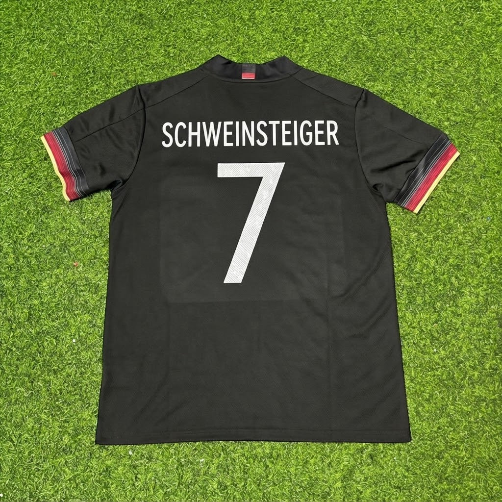 Bastian Schweinsteiger #7 Germany Black Retro Football Jersey Paradise Edition