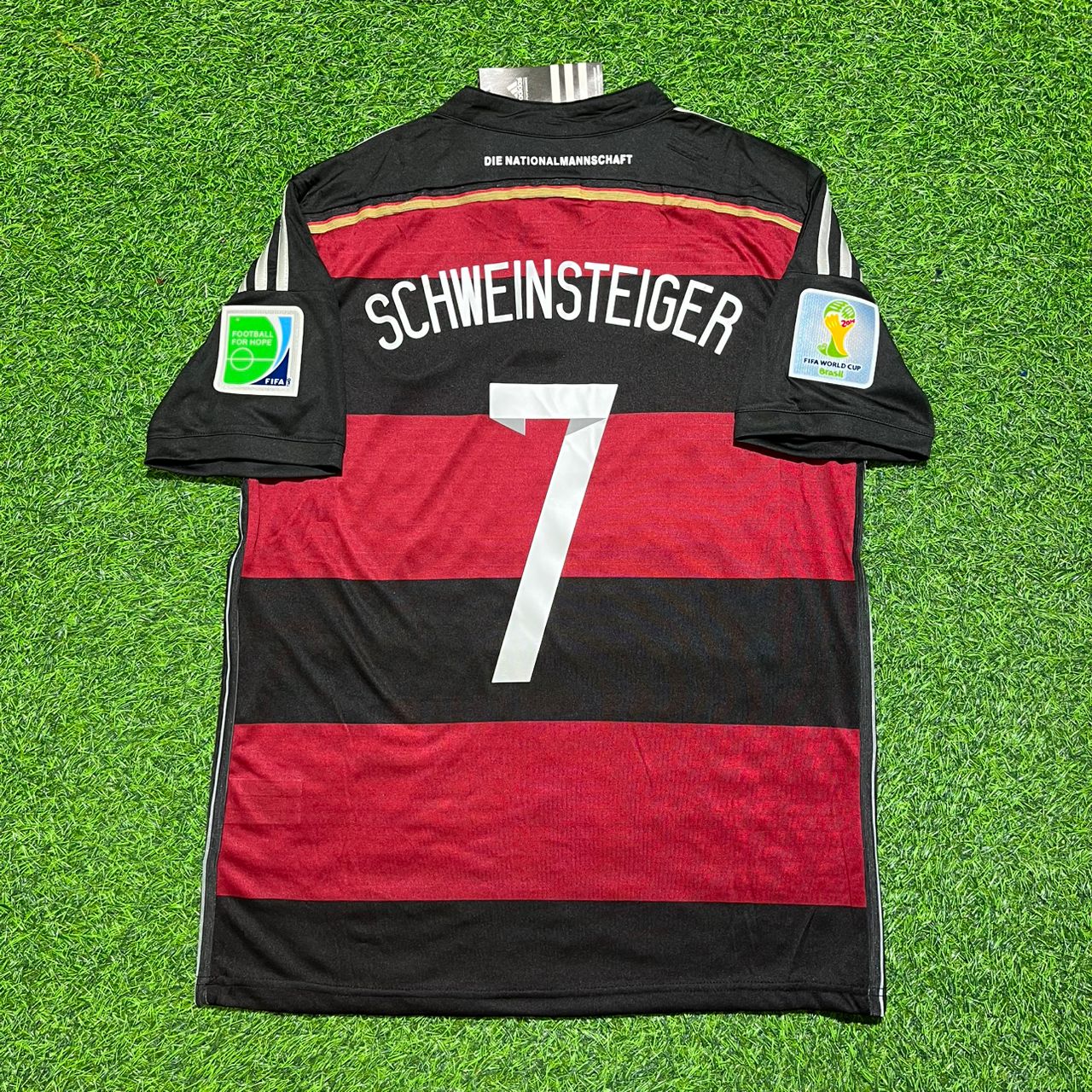 Germany World Cup 2014 Bastian Schweinsteiger Deutschland Brazil Black Red Retro Football Jersey