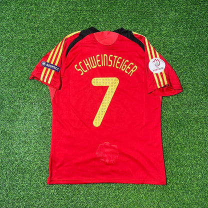 Germany EURO 2008 Bastian Schweinsteiger Away Red Retro Football Jersey Kit