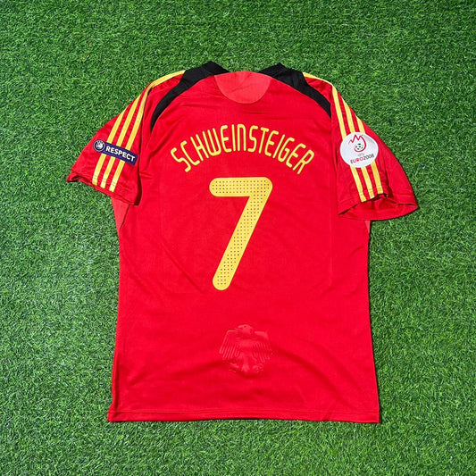 Germany EURO 2008 Bastian Schweinsteiger Away Red Retro Football Jersey Kit
