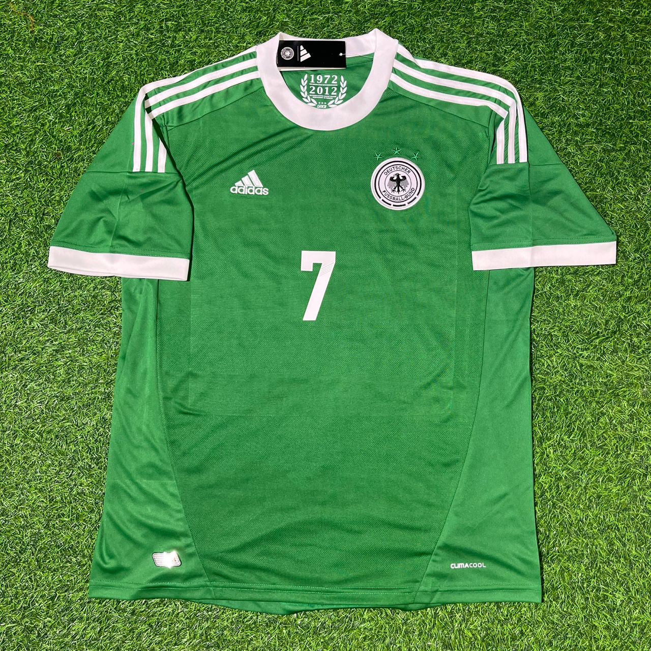 Germany EURO 2012 Bastian Schweinsteiger Green Retro Football Jersey