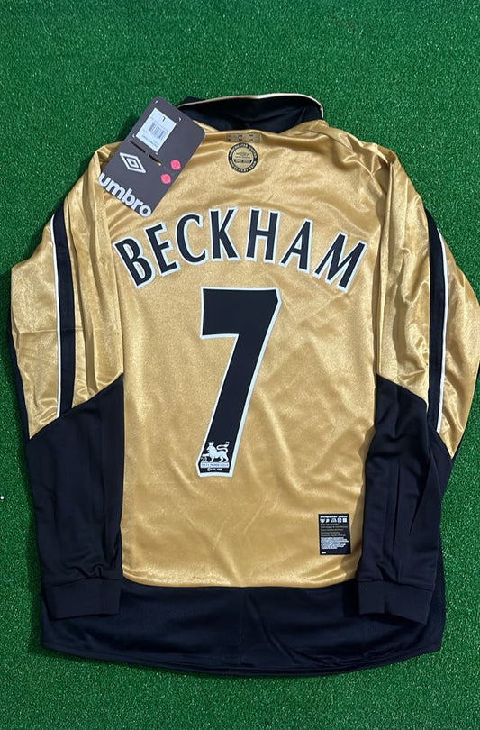 #7 David Beckham Manchester United 01/02 Reversible Away Shirt Retro Jersey Maillot Trikot Maglia Soccer Kit