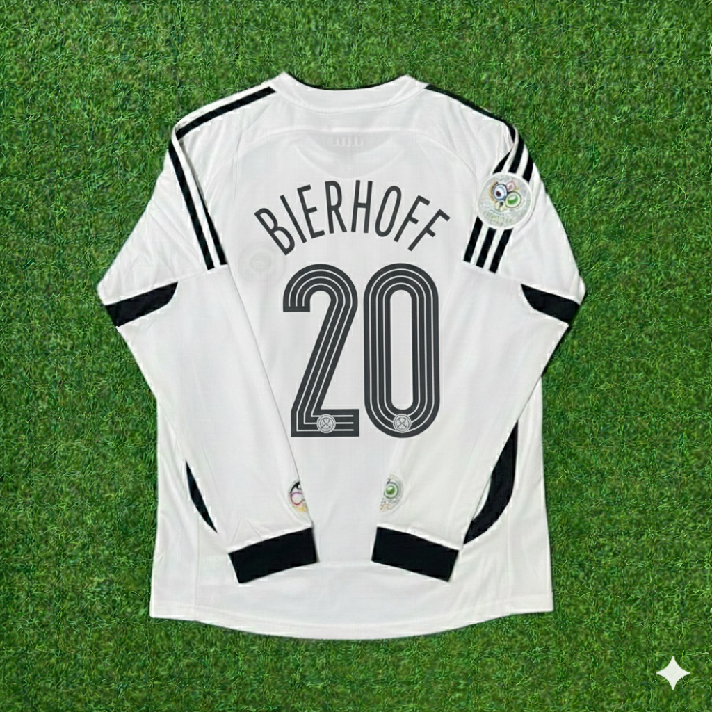 Oliver Bierhoff Germany World Cup Long Sleeve White Retro Football Jersey Kit