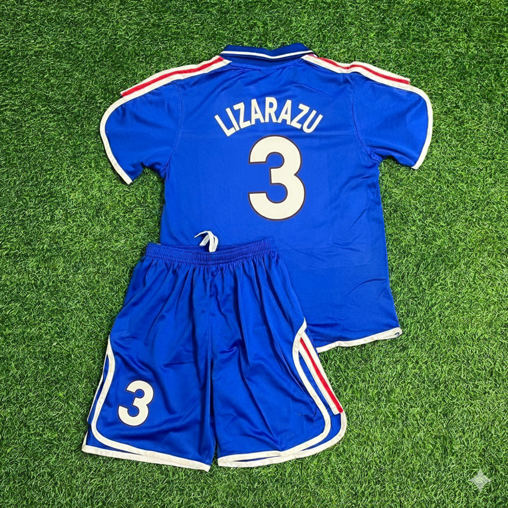 France EURO 2000 Bixente Lizarazu 3- 2002 Retro Kids Football Jersey