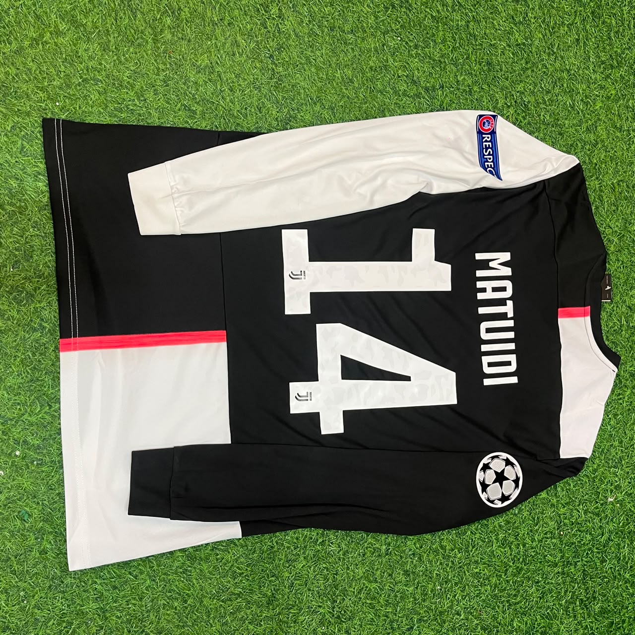 Blaise Matuidi 14- Juventus Long Sleeve 2019 2020 Retro White Black Football Jersey