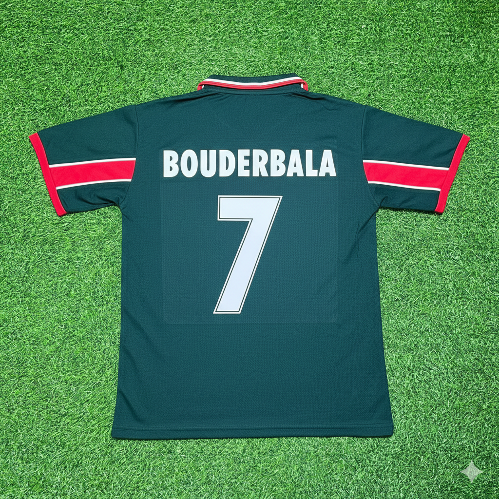 Aziz Bouderbala Morocco Home Retro Football Jersey Kit