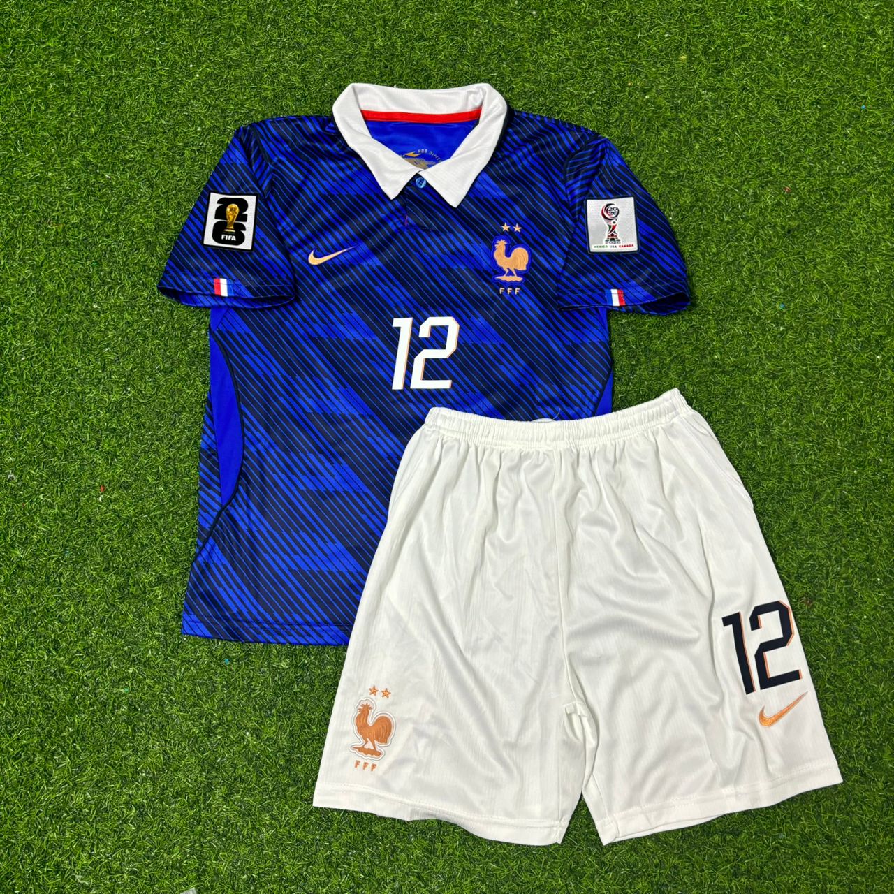 Bradley Barcola France 2026 World Cup Kids Blue Football Jersey Kit